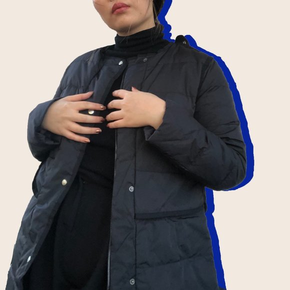 JennU black Winter Maxi Long Down Coat scarf - Picture 5 of 5